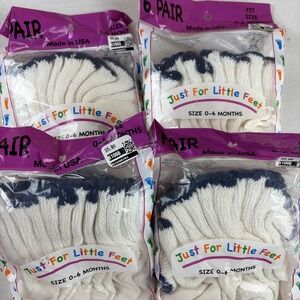 Just For Little‎ Feet Socks 4-6packs 0-6 Months, Baby Made in USA-24 Socks- NEW